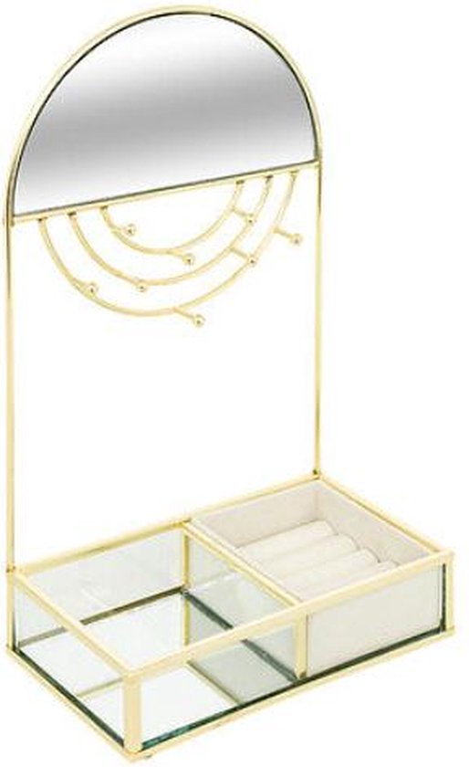 Atmosphera Isra Jewelry Holder with mirror - 18 x 10 x 30 cm - Gold-plated metal