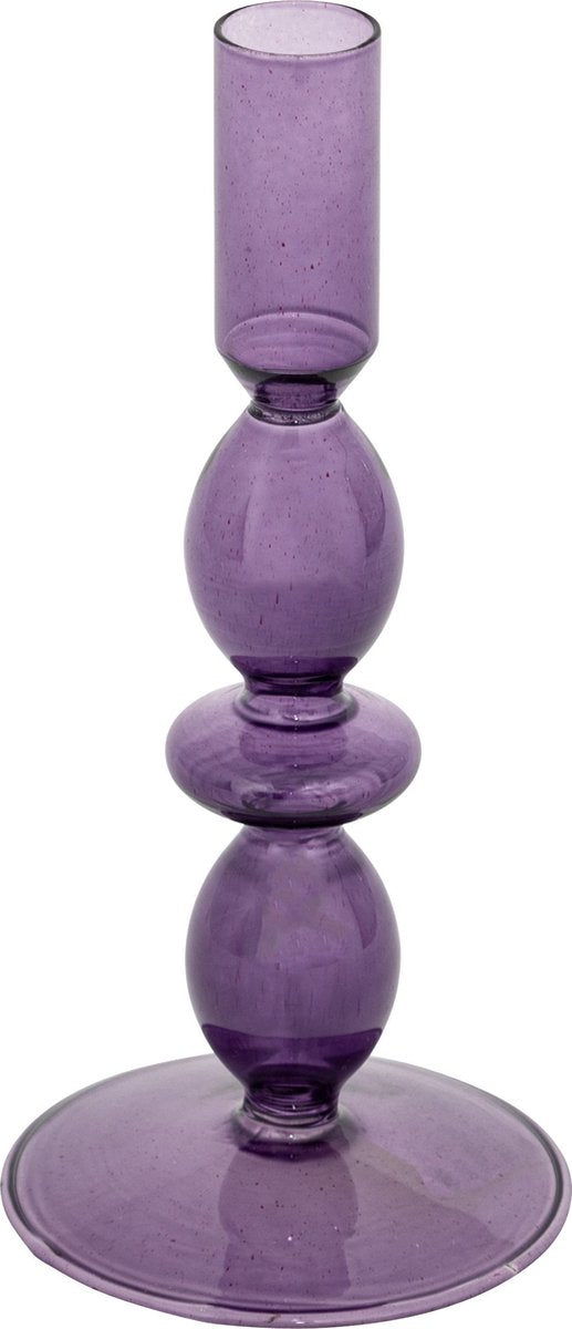 Atmosphera Bougeoir en verre Ø9xH19cm - Violet