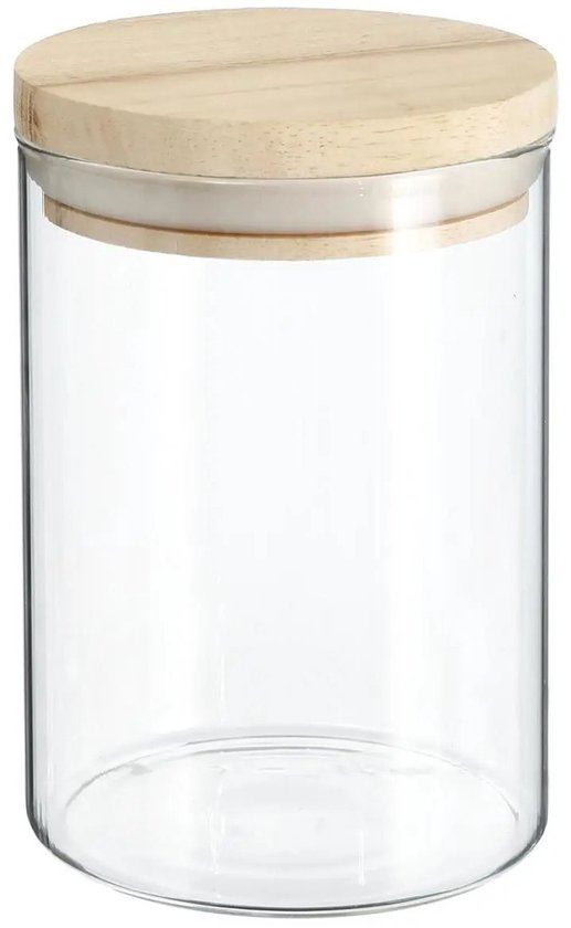 Secret de Gourmet - Keuken voorraadbussen / potten - glas / hout - set 4x stuks - 600 en 1000 ml