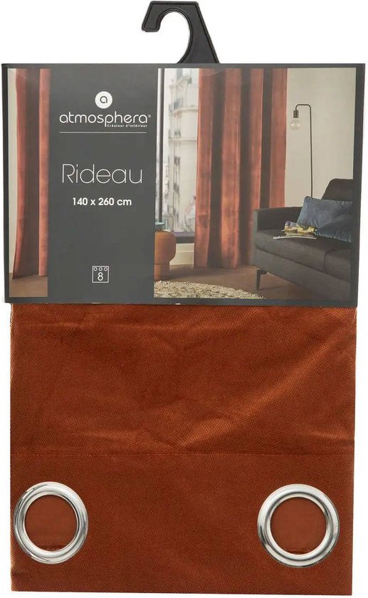 Gordijn met ringen Lilou – terracotta, kant-en-klaar, 140 x 260 cm – foto 2