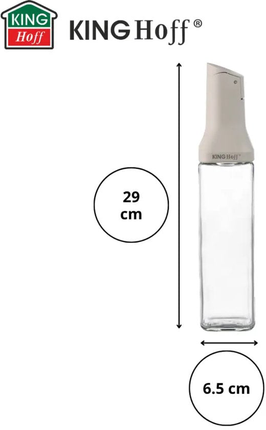 Schenktuit Fles - Schenker - Set van 2 - Fles met Gietmond - Glas voor Olie, Azijn en Sauzen - Druppelvrij - Hygienisch - 500 ml - 6.5 x 6.5 x 29 cm - Beige & Transparant