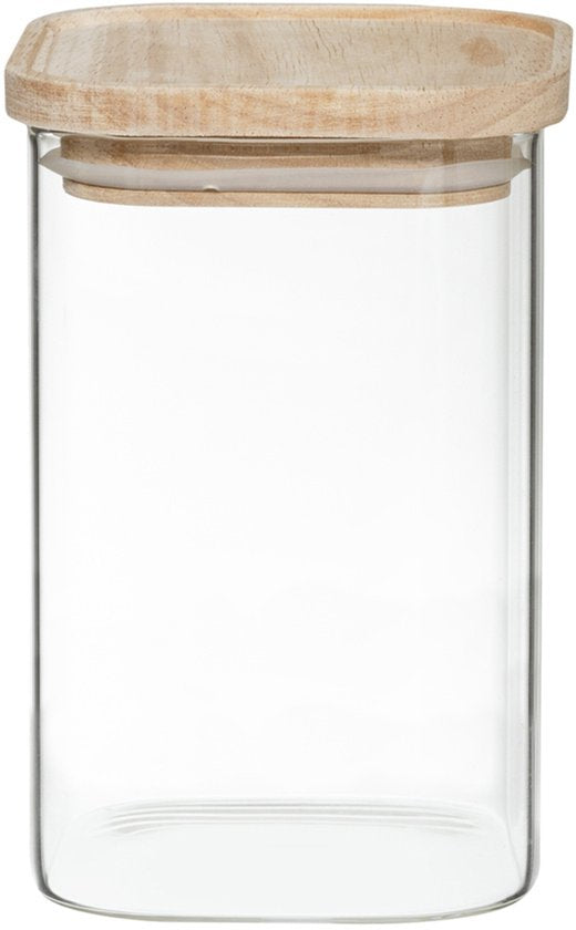 4er-Set Vorratsgläser / Vorratsbehälter aus Glas mit Holzdeckel - 500 ml - 1000 ml - Vorratsgläser mit luftdichtem Deckel