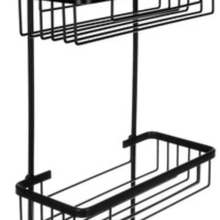 Malatec Étagère de douche 3 niveaux - Montage sans perçage - Noir - Ventouse - Convient également aux grandes bouteilles - Rangement de douche - 3 étagères