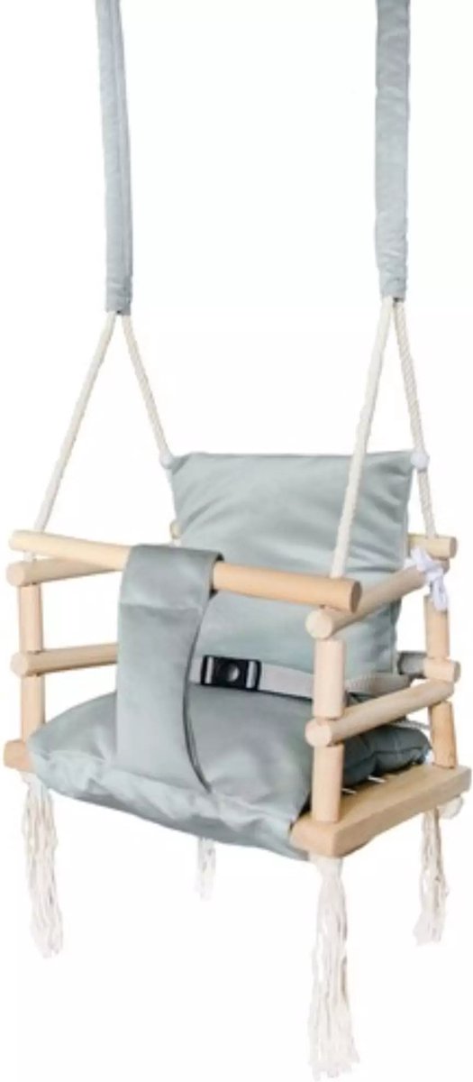 Wooden 3-in-1 Grow-with-me Swing with Cushion - Light Grey - Baby Toddler Preschooler