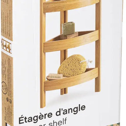 5Five Étagère de douche/salle de bain modèle d'angle - bambou - 3 niveaux - 23 x 61 cm