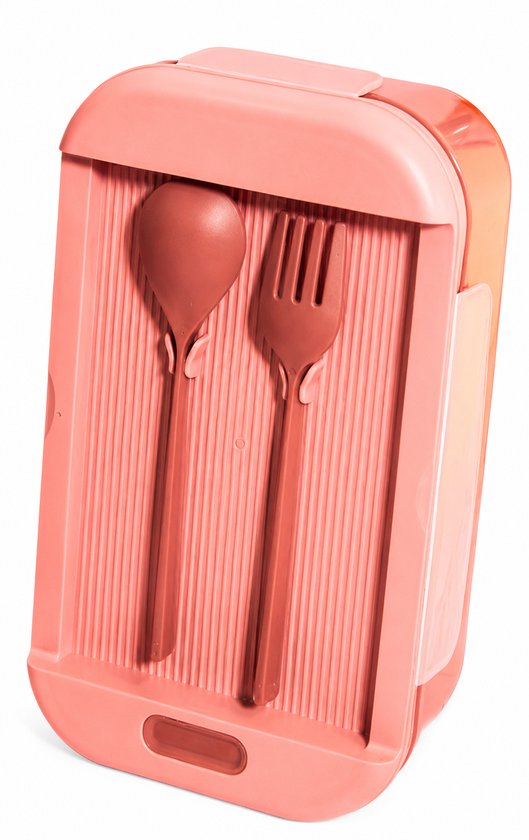 Homla - Lunch Box - Lunch Container - Lunch Box with Cutlery - 2 Compartments - Microwave & Dishwasher Safe - BPA-free - Lunch Box for Work, School & On-the-go - 540 ml - 12 x 21 x 7 cm - Burgundy