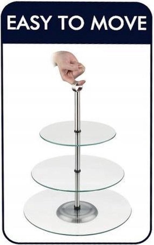 Kinghoff Tortenplatte - 3 Etagen - Glas - Mit Greifring