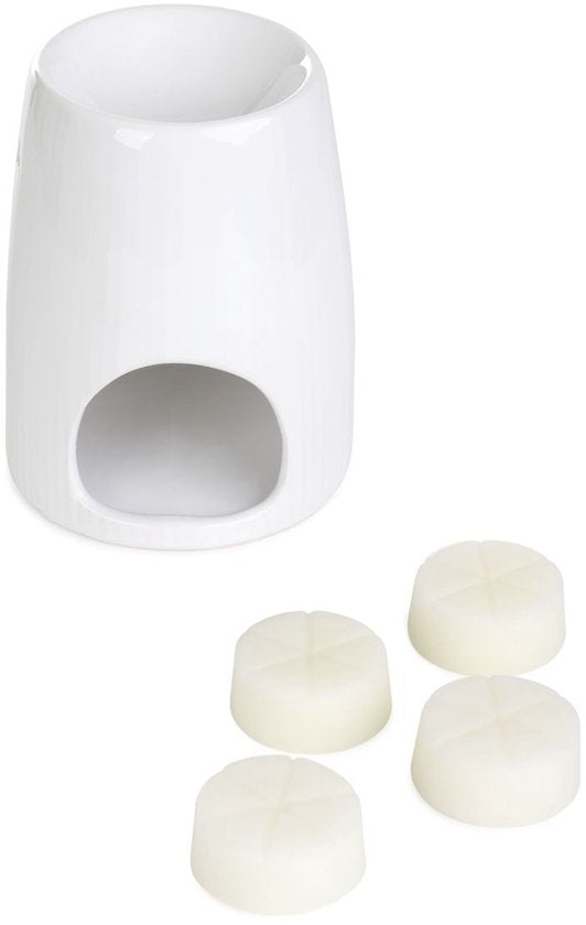 Homla - Fires Geurbrander - Aroma Brander - Inclusief Geurwax - Geurverspreider - voor Woonkamer & Badkamer - Decoratie Cadeau - Keramiek met Wax Fresh Linen - Wit