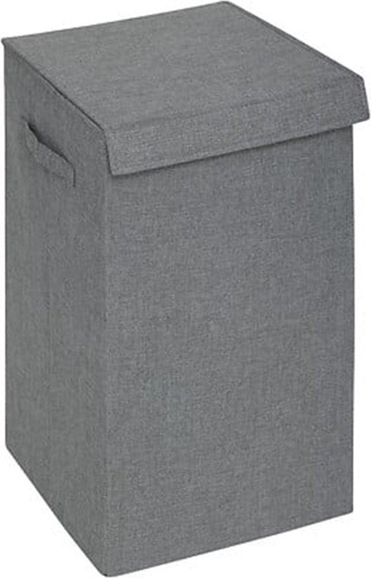 5Five Eureka sorteer wasmand - 74 liter - grijs - 37 x 37 x 60 cm - MDF / Polyester stof - met afsluitklep