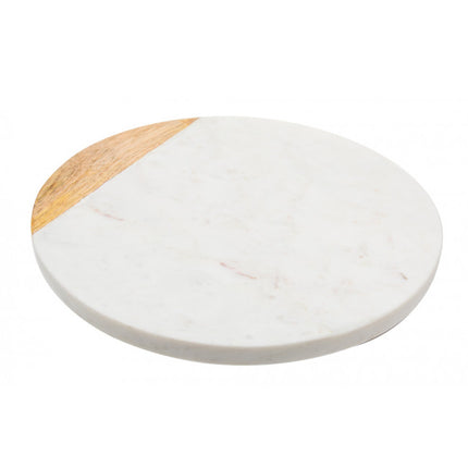 Plateau tournant - Marbre & Bois - diamètre 30,5 cm. Hauteur 4,5 cm