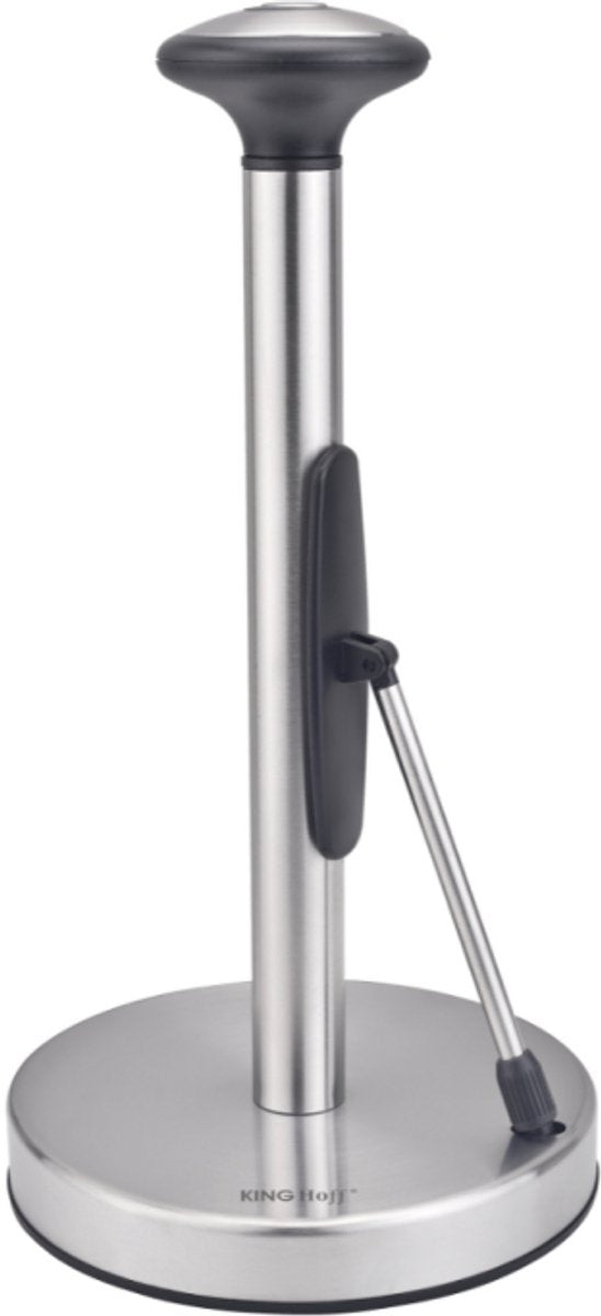 KING HOFF Stalen Keukenrolhouder - RVS Zilver - Keukenaccessoire met Drukarm - KH-1955 - Keukenpapier houder