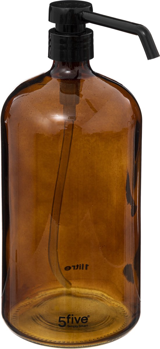 5Five Pompe à savon/distributeur de savon en verre - marron - 1 litre