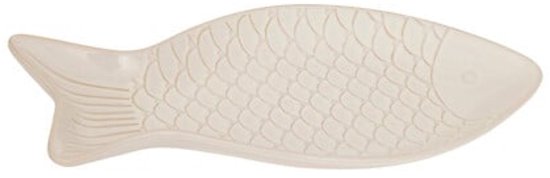 Serving Platter - Fish-Shaped Serving Plate - Serving Dish - Stoneware Dish for Fish, Sushi, Tapas & Appetizers - Dishwasher & Microwave Safe - 30.7 x 16.3 cm - White