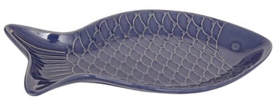 Serveerschaal - Visvormige Serveerplaat - Serveerbord - Steengoed Schaal voor Vis, Sushi, Tapas & Hapjes - Vaatwasser- & Magnetronbestendig - 30,7 x 16,3 cm - Blauw
