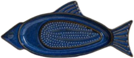 Homla - Talma Knoflookrasp Schaaltje - Knoflook Rasp Bord met Geribbelde Bodem - Serveerschaal voor Knoflook, Gember & Dips - Rasp Schaal Keuken Accessoire - Keramiek - 5 x 17 cm - Donkerblauw