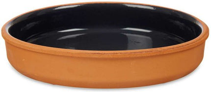 La Dehesa Tapas serveerschaal - 2x stuks - terracotta - zwart - D23 x H4 cm - hapjes serveren - ovenschaal - rond