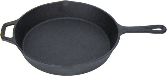 Hage - Cast Iron Frying Pan - Mini Baking Pan - Natural Non-Stick Effect - BBQ & Campfire - For Baking, Roasting, Grilling & Serving - Ø26.5 x 4.5 cm - Black