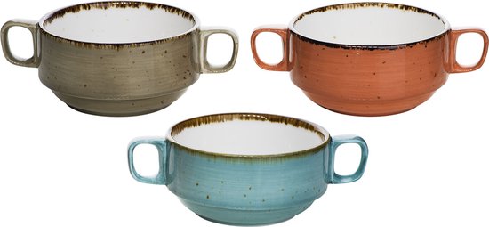 Brisbane Suppenschälchen D10xh5,3cm - BLUE-GREY-ORANGE (6er-Set)