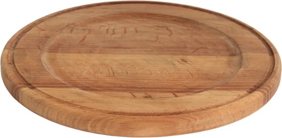 BRIZOLL serveerpan van gietijzer met houten onderzetter, 20 cm