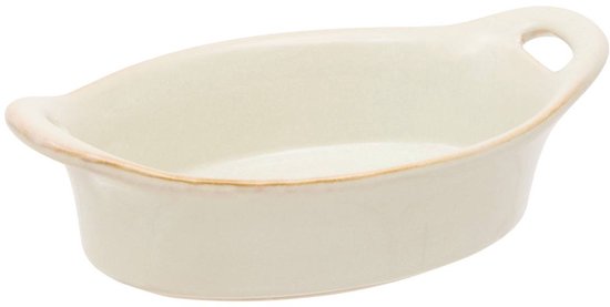 Plat ovale en céramique Terre Inconnue11 x 16 cm beige