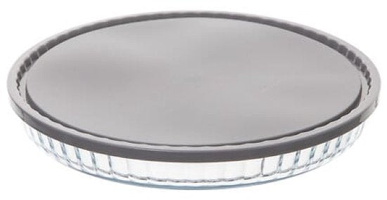 Keepeat Oven Dish - Glass Oven Dish with Lid - Set of 2 - Oven & Microwave Safe - 4.5 L - Borosilicate Glass - Ø27 cm - Grey & Transparent