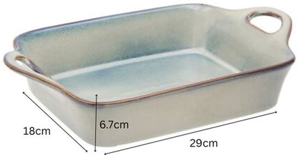 Serveerschaal - Ovenschaal - Bakvorm - Met Handvatten - Oven- en Magnetron & Vaatwasser - Stoneware - 1 Liter - 29 x 18 x 6.7 cm - Groen