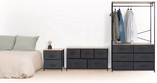 5Five Aufbewahrungsschrank Pisa – 5 Körbe – grau – 45 x 30 x 114 cm – Metall / Holz / Stoff – Aufbewahrung