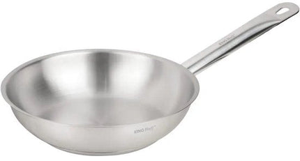 Kinghoff - KH-2018 - Pan - Koekenpan met Stalen Handvat - Zonder Antiaanbaklaag - Inductie Geschikt - Hoge Temperatuur tot 240°C - Voor Vlees, Vis & Groenten - 21CT, RVS - Ø20 cm - Zilver
