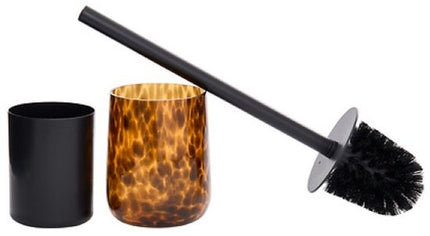 Dotty Toiletborstel - WC Borstel met Houder Luxe Design - Badkamer Accessoire Modern Glas - Hygiënische Toiletborstel Set Stijlvol Interieur - Glas - Ø 9.8 x 39 cm - Bruin