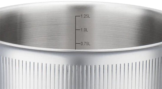 Vcasa kookpan 16 cm met afgietdeksel, 1,5 liter, 304 rvs, tri-ply, zilver