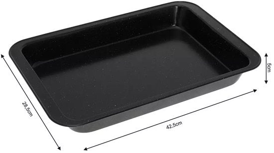 KINGHOFF Backform in Marmoroptik - Rechteckige Kuchenform 42,5 x 28,5 x 5 cm - Schwarze Antihaftbeschichtung - Ofenfest