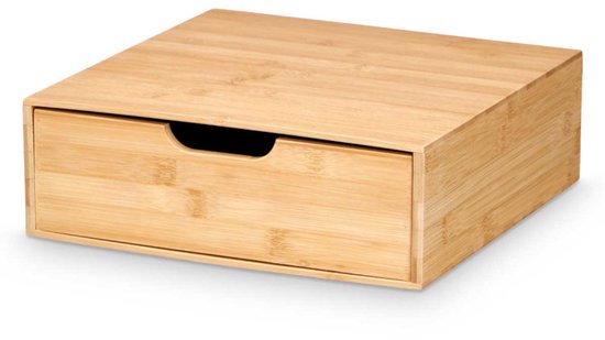 Bamboo Drawer Organizer - Square Storage Box - Sustainable Wood - Kitchen, Bathroom & Desk Organizer - 30 x 30 x 10 cm - Natural Wood