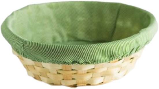 MPLCo - Multifunktionaler Aufbewahrungskorb - Deko-Korb - Korb mit Deckel - Natürlicher Bambus-Organizer - Aufbewahrungskorb Bad für Küche & Schlafzimmer - Rund - Ø25 x 7 cm - Natur / Grün
