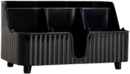 Homla - Diall Badkamer Organiser - Organiser met Vakken - Opbergbak voor Cosmetica en Accessoires - Kunststof Opberger - Aanrecht Organiser - 22 x 10 x 13 cm - Zwart