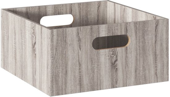 5Five Storage basket / cupboard basket - Grey wash - 31 x 31 x 31 cm - 29 liters - Cube unit baskets - Wood - Foldable - Crates