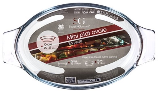 Ovenschaal - Mini Ovale Ovenschalen - Bakvorm - Set van 2 - Borosilicaat Glazen - Ovaal - 0,4 L - 20 x 11 cm - Transparant