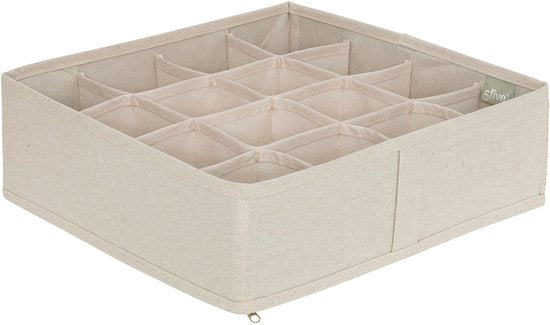 Schubladen-Organizer Kleiderschrank 16 Fächer Five® - Dressy + - Beige - Faltbar