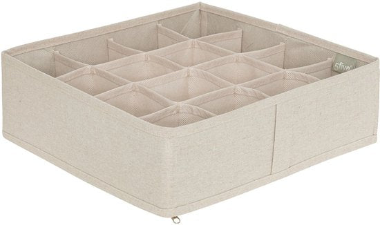 Schubladen-Organizer Kleiderschrank 16 Fächer Five® - Dressy + - Beige - Faltbar