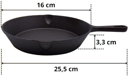 HAGE Serie - Gietijzeren Pan - 16 cm - Vaatwasmachinebestendig - Geschikt voor Alle Kookplaten