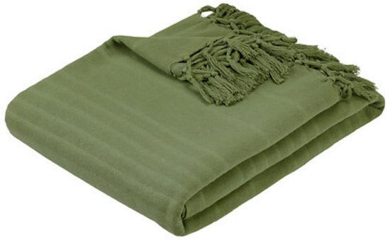 Plaid en coton Atmosphera - Couverture - 160 x 220 cm - Kaki