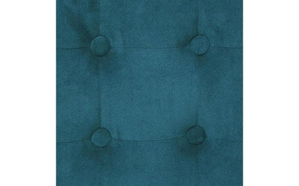 Atmosphera Zit krukje/bijzet stoel/poef - hout/stof - blauw fluweel - D35 x H35 cm