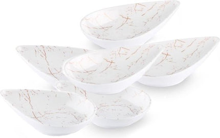 Melamine druppel schaaltjes wit marmer design 6 stuks
