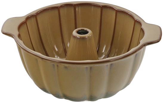 MPLCo - Tulband Bakvorm - Bakvorm - Cakevorm met Middenbuis - Oven, Magnetron & Vaatwasserbestendig - Ø28 x 8.5 cm - Bruin met Donkergroene Ombre