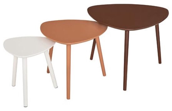 Atmosphera Miléo salontafel set van 3 – nestbare bijzettafels, 60 x 45 x 60 cm