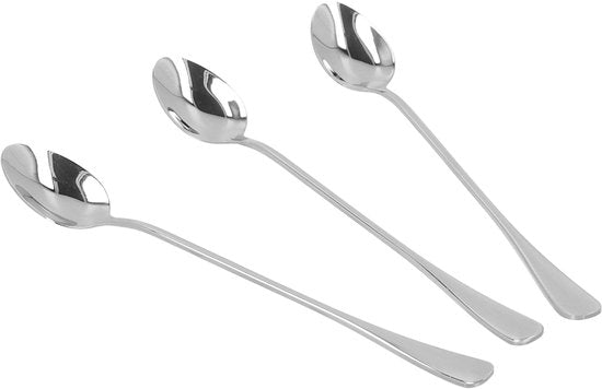 Homla Stilo latte lepels – set van 3 lange lepels van RVS, zilver