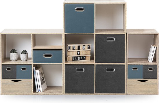 5Five Opbergmand / kastmandje - Steenrood - 31 x 31 x 31 cm - 29 liter - Vakkenkast manden - Stof met versterkte bodem - Opvouwbaar
