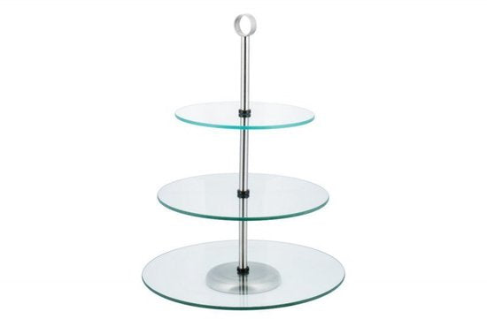 Kinghoff Tortenplatte - 3 Etagen - Glas - Mit Greifring