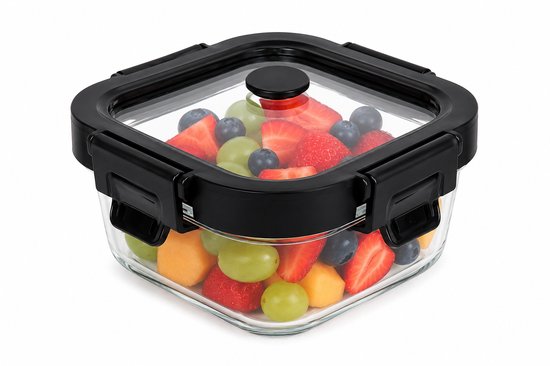 Glass Food Storage Container 320 ml - Meal Prep Container - Glass Lunch Box with Lid - Square