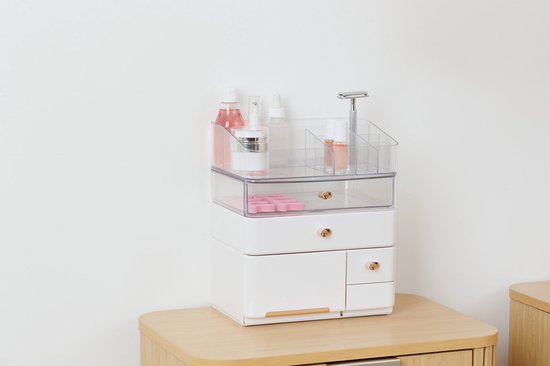 5Five Aufbewahrungsbox Sara 5L / 4 Fächer - Organizer - 23 x 17 x 27 cm - Weiß
