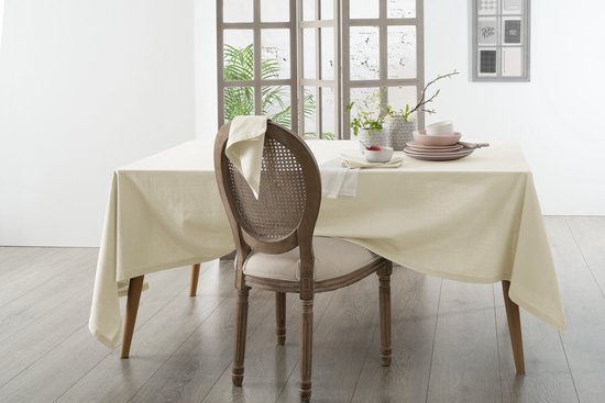 Atmosphera Tablecloth - beige - cotton - 240 x 140 cm - rectangular - table linen